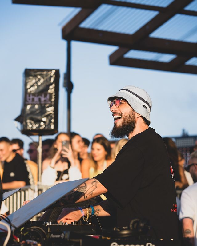Folamour laughing behind the decks at StrafWerk, Amsterdam