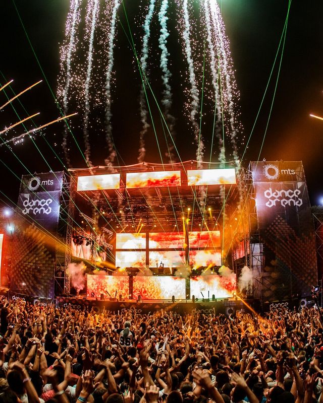 Fireworks over the Dance Arena crowd during Martin Garrix