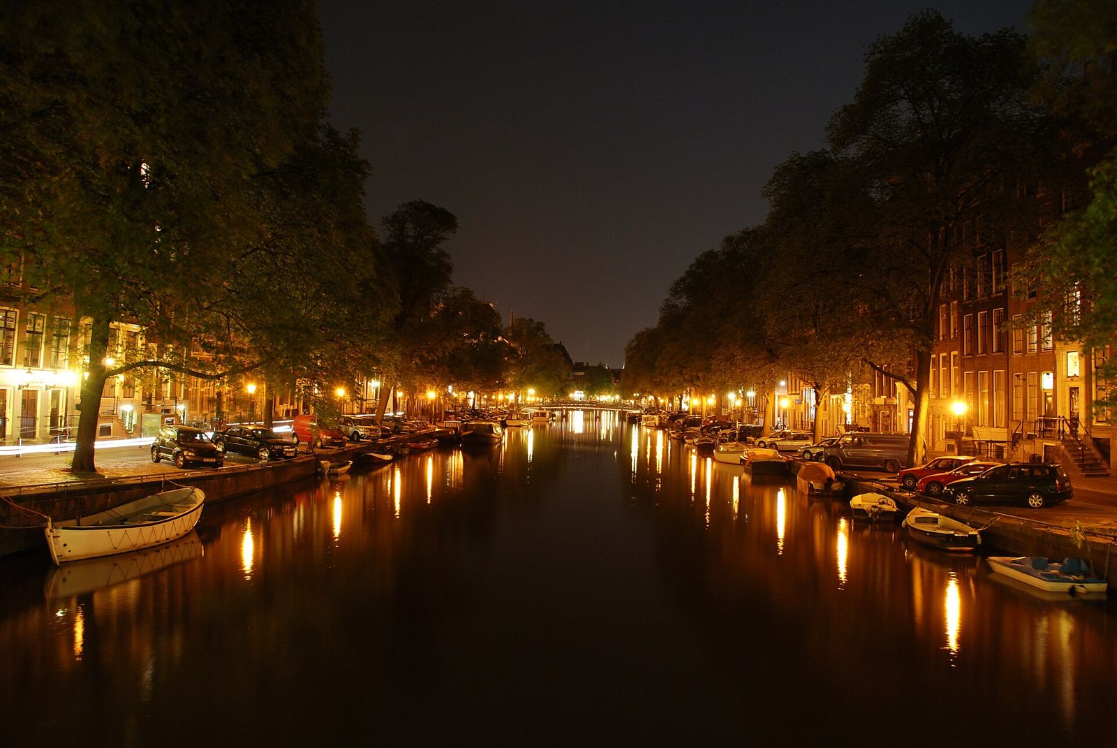 An Amsterdam canal at night