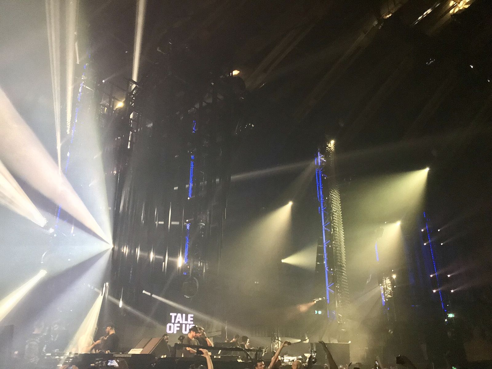 Light beams across the crowd in the Gashouder, Amsterdam