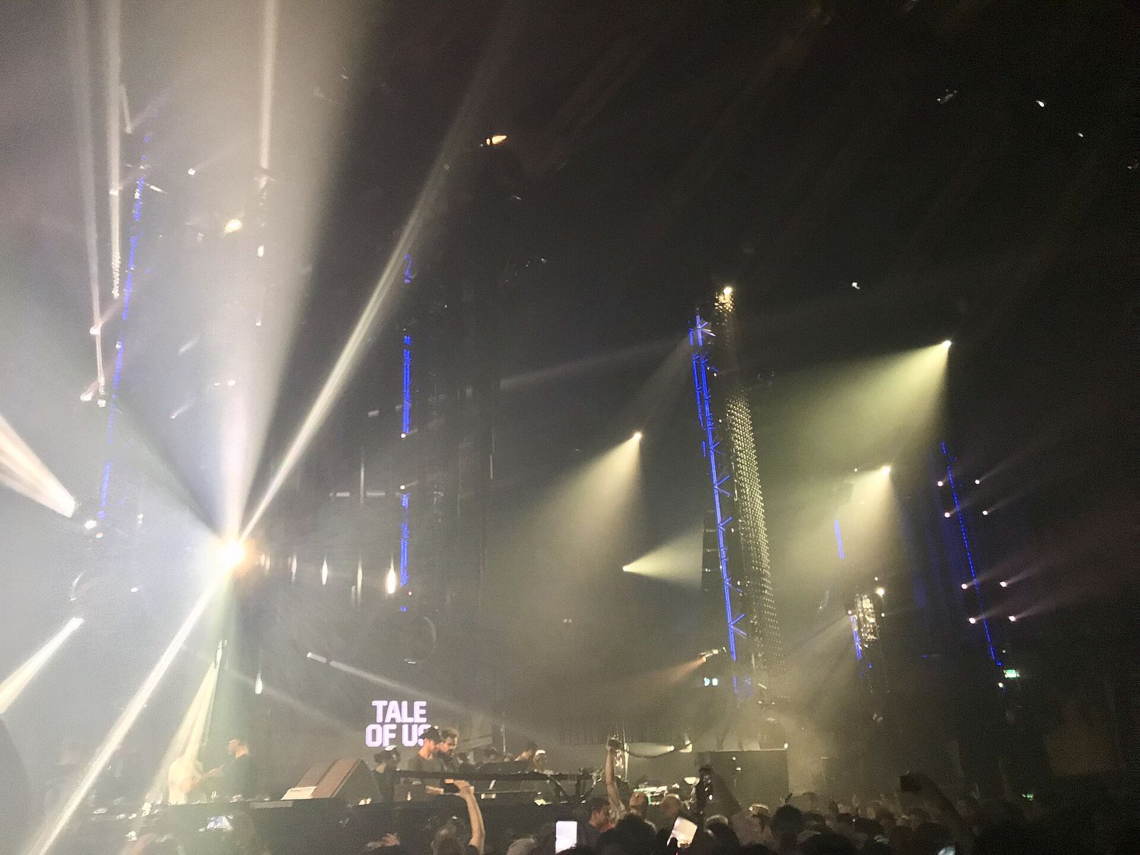Techno night in the Gashouder with white and blue lights
