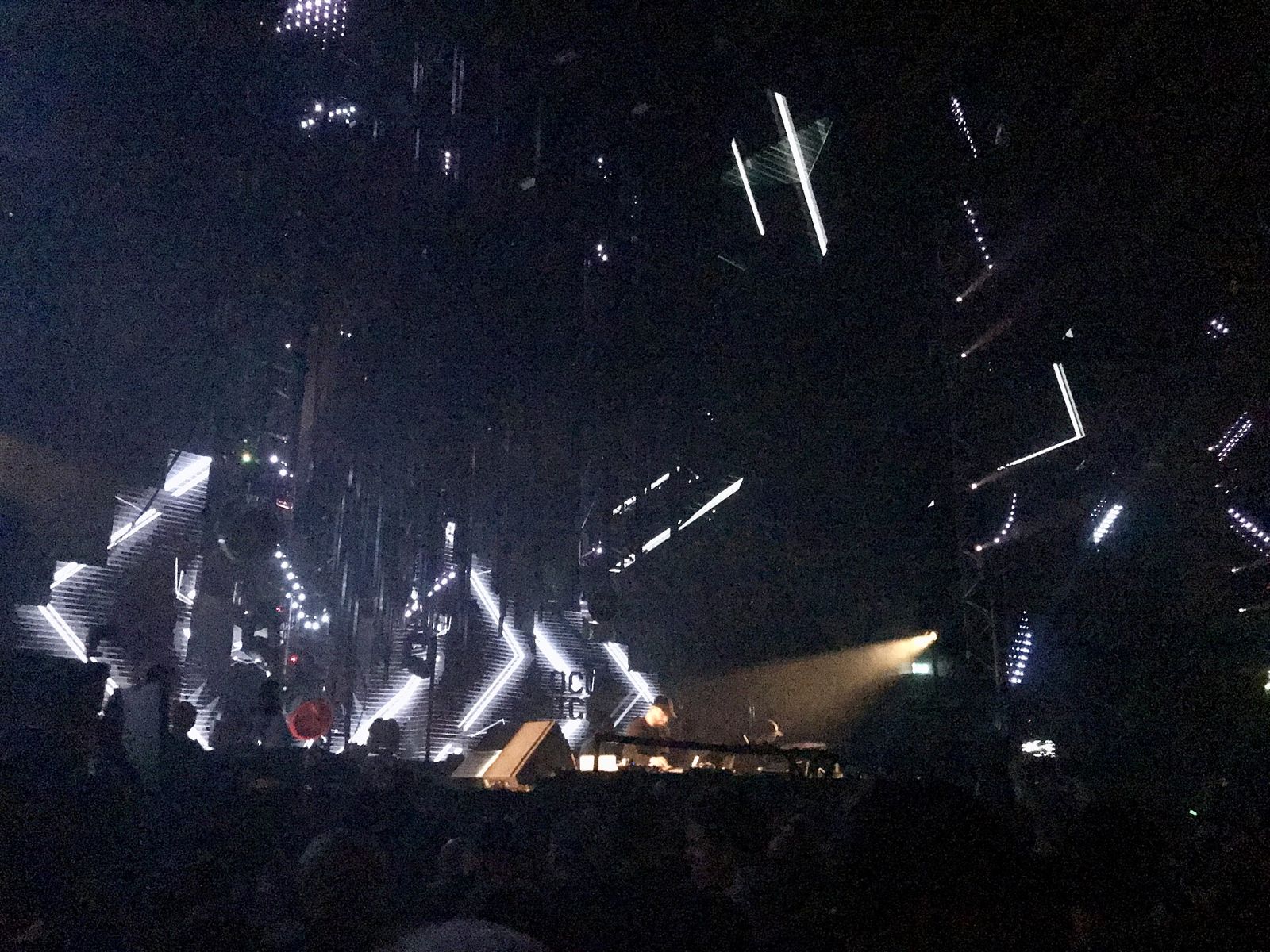 Crowd under moving lights in the Gashouder, Amsterdam